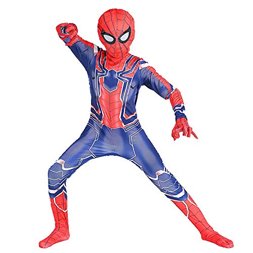 ZUOZHE Niños Adulto Superhéroe Spiderman Ropa Cosplay Halloween Navidad Celebracion Traje Fiesta De Baile Medias Siamesas Spider-Man Anime Disfraz,C-(115~125cm)