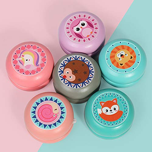 Zuzer Yoyo de Madera,6PCS Yo-yo Profesional Yoyos Juguetes de Madera para Niños,Niños Cute Cartoon Animal Yo-Yo Kindergarten Puzzle Classic Nostálgico Juguetes