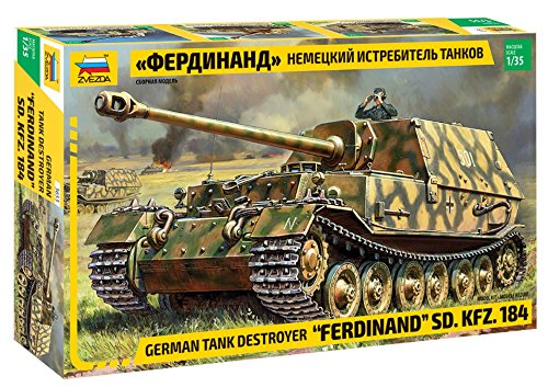 Zvezda 3653 500783653-1:35 SD. Maqueta de Coche, diseño de Tigre de Ferdinand 184, Kit de Montaje, construcción de Modelos, aficiones, Manualidades, Kit de Montaje de plástico, sin Pintar