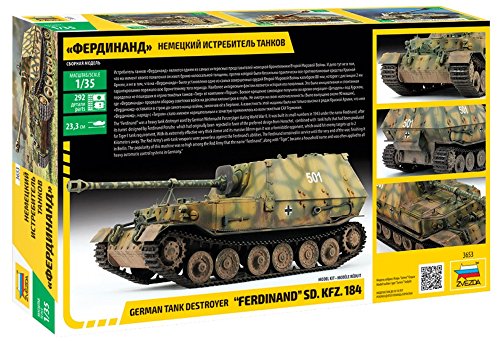 Zvezda 3653 500783653-1:35 SD. Maqueta de Coche, diseño de Tigre de Ferdinand 184, Kit de Montaje, construcción de Modelos, aficiones, Manualidades, Kit de Montaje de plástico, sin Pintar