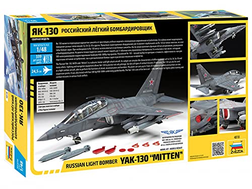 Zvezda 4818 YAK-130 Mitten-Maqueta de plástico (Escala 1:48), Color Plateado