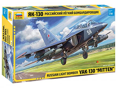 Zvezda 4818 YAK-130 Mitten-Maqueta de plástico (Escala 1:48), Color Plateado