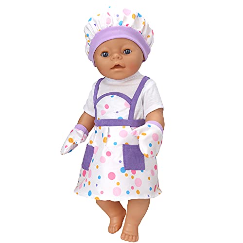 ZWOOS Ropa de Muñeca Bebé para New Born Baby Doll, Disfraz de Chef con Sombrero y Guantes para Muñecas 35-43 cm