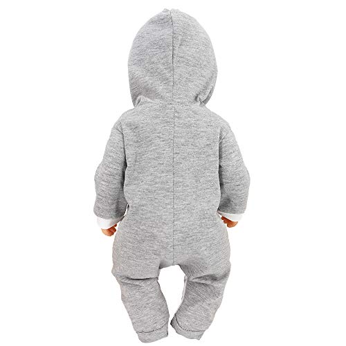 ZWOOS Ropa para Muñecos bebé, Pijama con Capucha para Muñecas 35-43 cm (Elefante Gris)