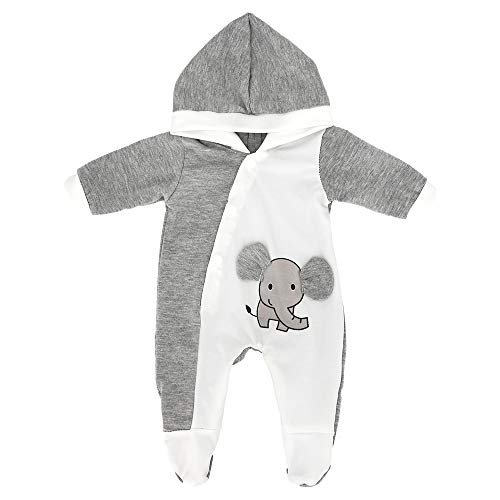 ZWOOS Ropa para Muñecos bebé, Pijama con Capucha para Muñecas 35-43 cm (Elefante Gris)