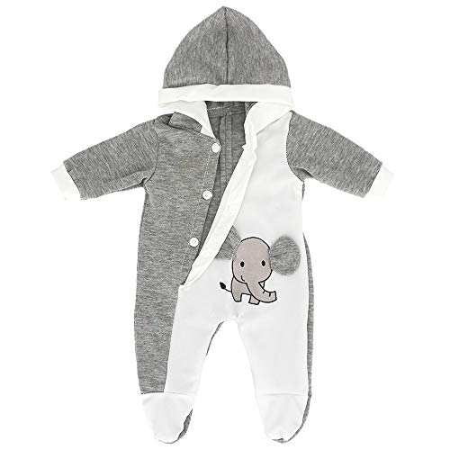 ZWOOS Ropa para Muñecos bebé, Pijama con Capucha para Muñecas 35-43 cm (Elefante Gris)