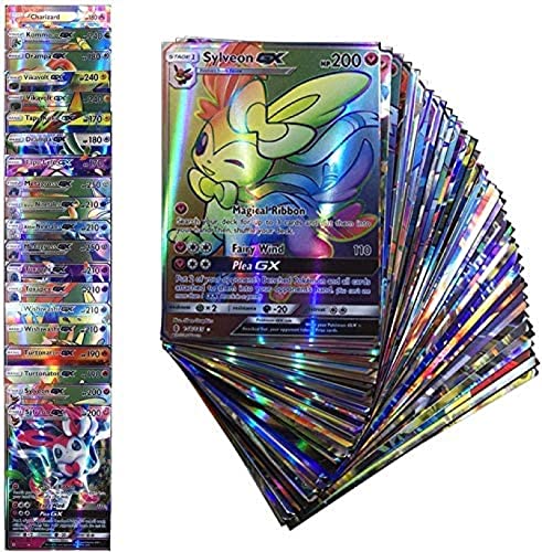 ZYXM 100 cartas – No Duplication Ultra Rare TCG Style Card Holo EX Full Art : 20 GX + 20 Mega + 59 EX Arts + 1 Energy (azul)