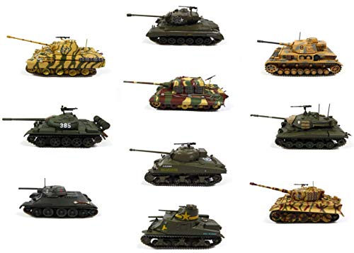 - Lote de 8 Tanques Militares 1:72 Panther + T34 / 76 + Tigre I + Sherman + M26 Pershing + JADTIGER + Type 59 + Bulldog (OT1-8)