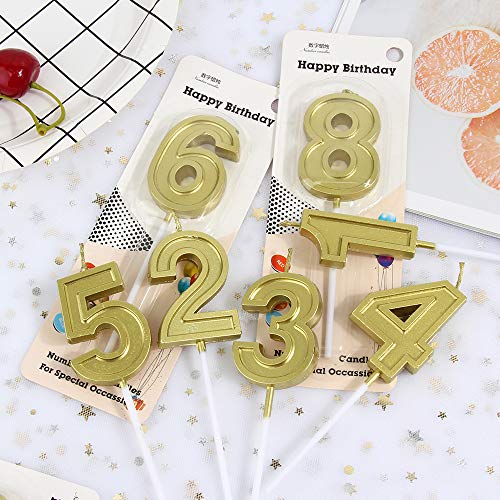 10 Piezas Velas Numerales de Pastel Velas de Cumpleaños Número Decoración Topper de Pastel de Número 0-9 con Purpurina para Fiesta de Cumpleaños Celebración de Fiestas (dorado)