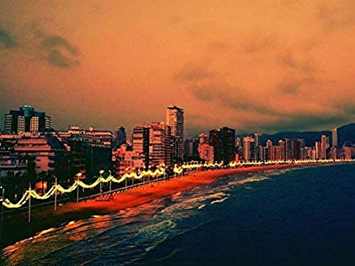 1000 piezas de madera rompecabezas noche en benidorm playa españa gran juego de rompecabezas para adultos y adolescentes