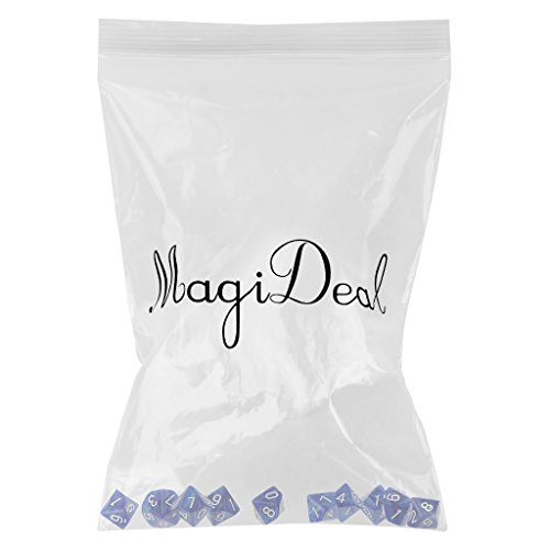 10pcs Juegos de Mesa Dados de Diez Caras 0~9 D & D TRPG - Azul