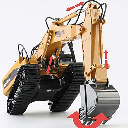 1/18 Scale Model Remote Control Truck 15 Channel RC Engineering Vehicle 660°Rotating RC Excavator Hydraulic Lever Manipulator Lifting RC Construction Truck Gifts for 7-12 Years Old