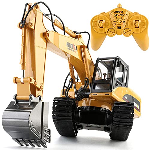 1/18 Scale Model Remote Control Truck 15 Channel RC Engineering Vehicle 660°Rotating RC Excavator Hydraulic Lever Manipulator Lifting RC Construction Truck Gifts for 7-12 Years Old