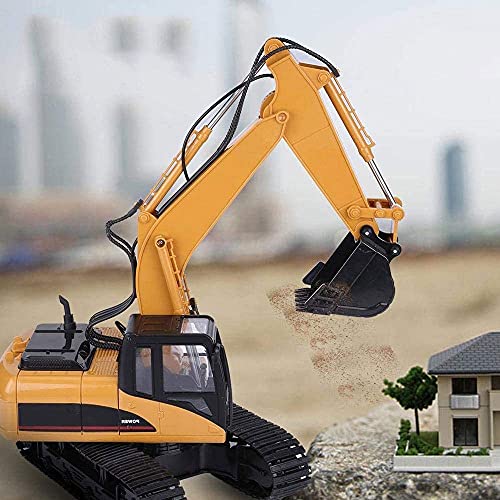 1/18 Scale Model Remote Control Truck 15 Channel RC Engineering Vehicle 660°Rotating RC Excavator Hydraulic Lever Manipulator Lifting RC Construction Truck Gifts for 7-12 Years Old