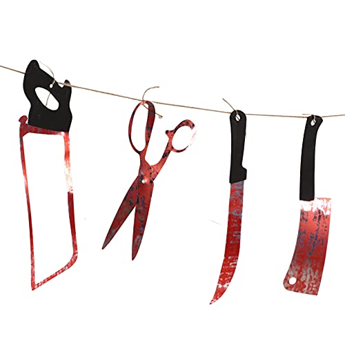 12 piezas de pancartas de guirnalda sangrienta Cuchillos realistas de uso fácil Suministros de decoración de fiesta de zombies de Halloween para la fiesta de Halloween Guirnalda sangrienta Banner Deco