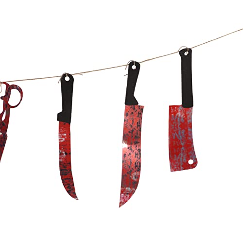 12 piezas de pancartas de guirnalda sangrienta Cuchillos realistas de uso fácil Suministros de decoración de fiesta de zombies de Halloween para la fiesta de Halloween Guirnalda sangrienta Banner Deco