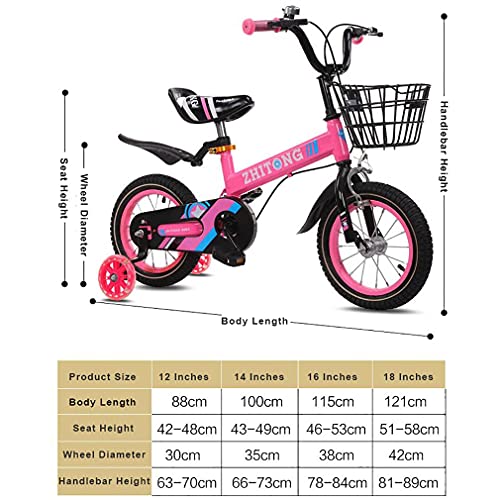 12/14/16/18 Pulgadas Bici Infantiles con Ruedas Auxiliares Cuadro Acero con Alto Contenido Carbono Frenos Dobles Equipada con Campana Bombas Gratuitas Adecuado NiñOs 2 A 9 AñOs