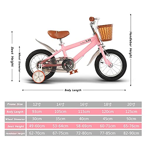 12/14/16/18 Pulgadas Bici Infantiles,Bicicleta NiñOs/Rueda Ancha Competitiva + Rueda Auxiliar Silenciosa/Cesta Tejida/SillíN Elevable/Apto para NiñOs De 2 A 12 AñOs