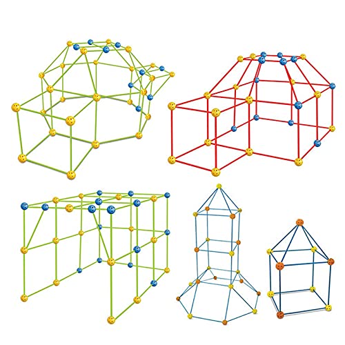 155Pcs Kids Fort Building Kit, Boys and Girls Ultimate Construction Forts Toys STME DIY Crazy Build Castles Interior y exterior Casa de juegos para niños, tienda de juegos, cohete, castillo