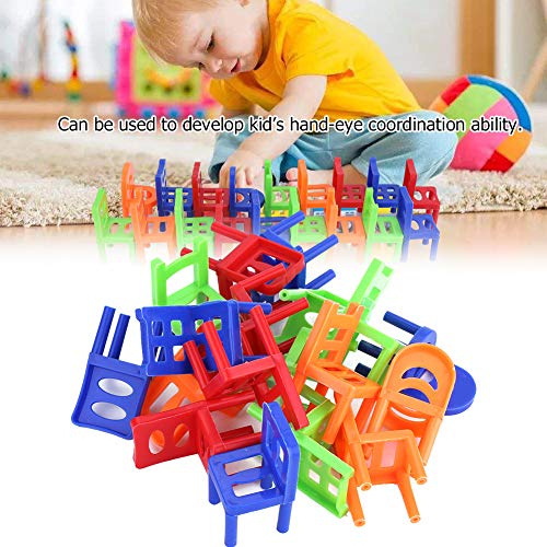 18 unids / Set Silla Juguete De Plástico Mini Puzzle Multijugador Juegos de Apilamiento Aprendizaje Interesante Juguetes de Equilibrio Inteligentes para Juego de Fiesta Familiar