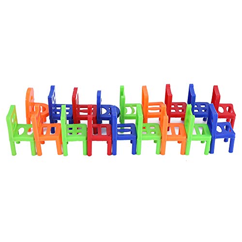 18 unids / Set Silla Juguete De Plástico Mini Puzzle Multijugador Juegos de Apilamiento Aprendizaje Interesante Juguetes de Equilibrio Inteligentes para Juego de Fiesta Familiar