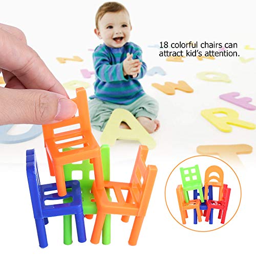 18 unids / Set Silla Juguete De Plástico Mini Puzzle Multijugador Juegos de Apilamiento Aprendizaje Interesante Juguetes de Equilibrio Inteligentes para Juego de Fiesta Familiar