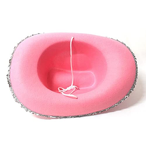 1pc Casquillo del Estilo del Vaquero Occidental Sombrero De Vaquero Rosa con Centelleo Tiara Sombrero De Vaquera De Vacaciones del Partido del Traje Prop