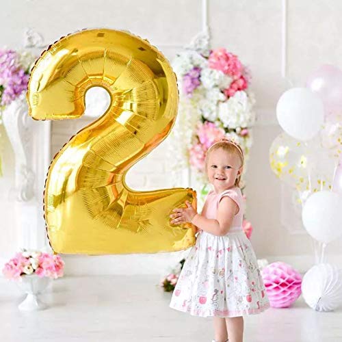 2 Globos Numero 27 Oro, Ouceanwin Gigante Foil Globos Número 27 Grande Globo de Papel de Aluminio, 40" Helio Globo Inflable para Decoración de Fiesta de Cumpleaños y Aniversario (100cm)