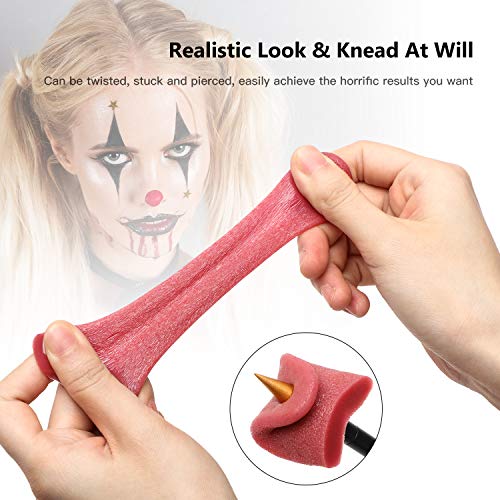 2 Lenguas Falsas Realistas Lengua Falsa Elástica Lengua Artificial de Trucos Lengua Realista Horrible Lengua Estirable de Trucos Bromas Brutas de Halloween Juguetes Accesorios de Magos Horribles