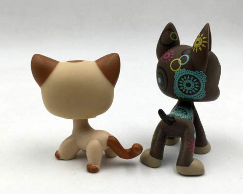 2 pcs/Set Littlest Pet Shop Short Hair Cats Great Dane Dog LPS Animal Figure Toys