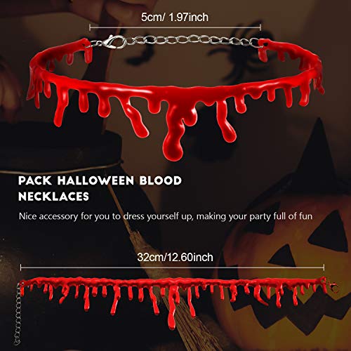 2 Piezas Collar de Sangre de Halloween Gargantilla de Goteo de Sangre de Vampiro Collar de Sangre de Horror Cadena de Sangre Roja Goteando Disfraces Fiesta Halloween Cosplay Joyería Moda Mujer