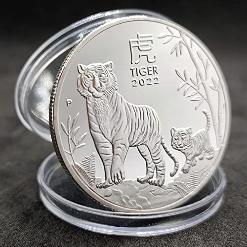 2022 New Australia Zodiac Animal Year Of The Tiger Moneda chapada en plata Medalla conmemorativa pintada Colección de artesanía, Bendición Souvenir Lucky Zodiac Gifts