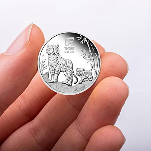 2022 New Australia Zodiac Animal Year Of The Tiger Moneda chapada en plata Medalla conmemorativa pintada Colección de artesanía, Bendición Souvenir Lucky Zodiac Gifts