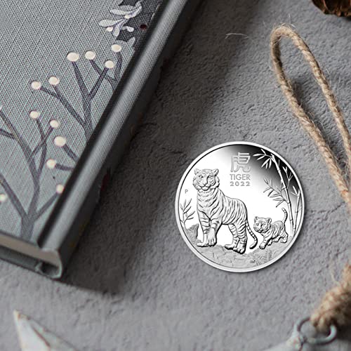 2022 New Australia Zodiac Animal Year Of The Tiger Moneda chapada en plata Medalla conmemorativa pintada Colección de artesanía, Bendición Souvenir Lucky Zodiac Gifts