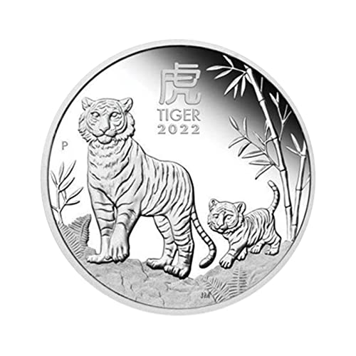 2022 New Australia Zodiac Animal Year Of The Tiger Moneda chapada en plata Medalla conmemorativa pintada Colección de artesanía, Bendición Souvenir Lucky Zodiac Gifts