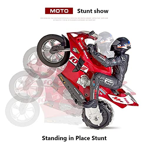 2.4G Wireless Remote Control Racing Motorcycle Uniwheel Balance Stunt RC Motorcycle 360°Rotating Drift RC Motorcycle All-Terrain 2WD Motorbike Toy Gifts for Boys and Adults (Blue)