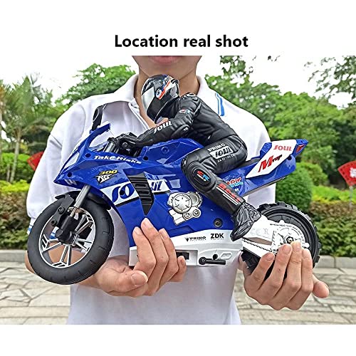 2.4G Wireless Remote Control Racing Motorcycle Uniwheel Balance Stunt RC Motorcycle 360°Rotating Drift RC Motorcycle All-Terrain 2WD Motorbike Toy Gifts for Boys and Adults (Blue)