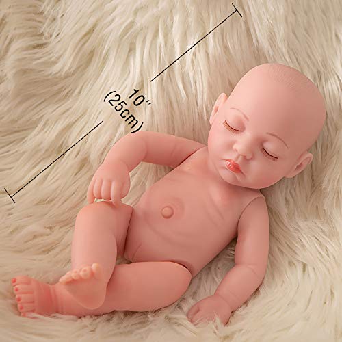 25 cm Reborn Baby Muñecas de 10 Pulgadas Recién Nacido Muñecas Durmiendo Muñecas Nutrir Muñecas Cuerpo de Silicona Completo Cuerpo Impermeable Bathable