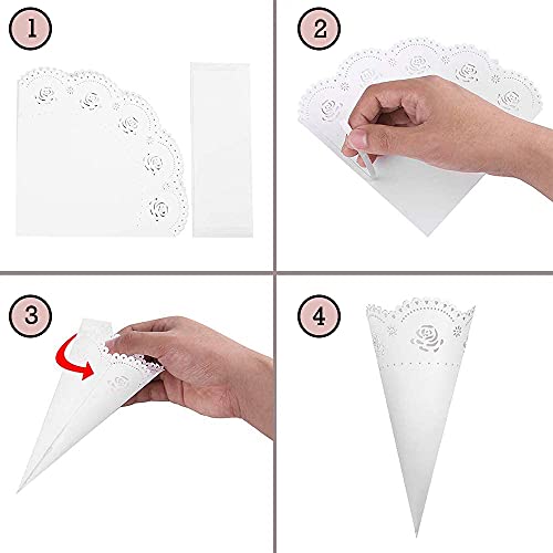 25 Piezas Cono De Papel De Encaje Hueco,Conos Arroz Para Boda,Conos Confeti Decoración Fiesta,Conos Confeti Para Bricolaje,Para Fiestas, Bodas, Celebraciones