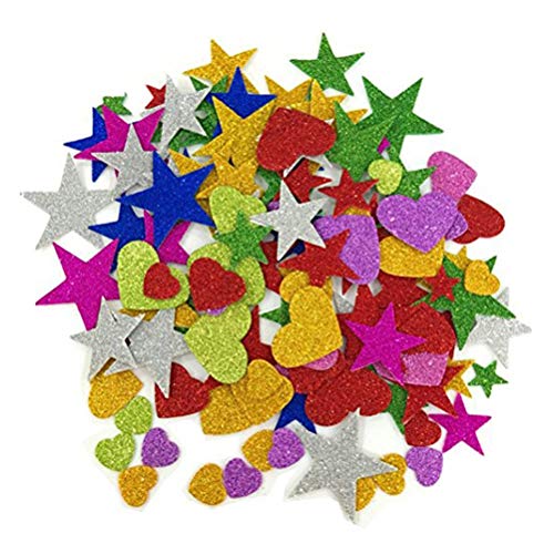 252pcs Pegatina de Espuma Brillo,Pegatinas de Espuma de Colores Letras Adhesivas,Pegatinas de Alfabeto,Autoadhesivo Estrella y Etiqueta Engomada de la Espuma de las Formas del Corazón