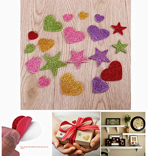 252pcs Pegatina de Espuma Brillo,Pegatinas de Espuma de Colores Letras Adhesivas,Pegatinas de Alfabeto,Autoadhesivo Estrella y Etiqueta Engomada de la Espuma de las Formas del Corazón