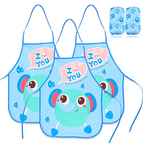 2Pcs Delantal Cocina para Niños, Impermeable Elefante Lindo Delantal Infantil Ropa de Chef para 3-7 Años, Delantal Infantil Pintura para Pintar, Hornear, Cocina, Escuela, Hecho a Mano, Ropa de Dibujo