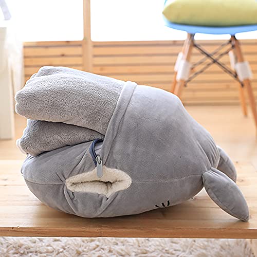 3 en 1 Almohada Suave de Juguete de Peluche multifunción con Manta Totoro Peluche Animales de Juguete Relleno Almohada Totoro Mano Cojín Caliente Niños Anime Figura Juguete,Round,Large