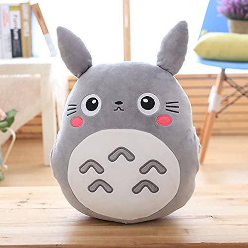 3 en 1 Almohada Suave de Juguete de Peluche multifunción con Manta Totoro Peluche Animales de Juguete Relleno Almohada Totoro Mano Cojín Caliente Niños Anime Figura Juguete,Round,Large