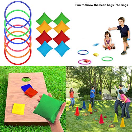 3 en 1 Juego al Aire Libre,Juegos de Lanzamiento de Anillos,Anillas Juego de Lanzamiento,Anillos de plástico Juego,anillos plástico colores,anillos plástico,Deportes Juego al Aire Libre (A)