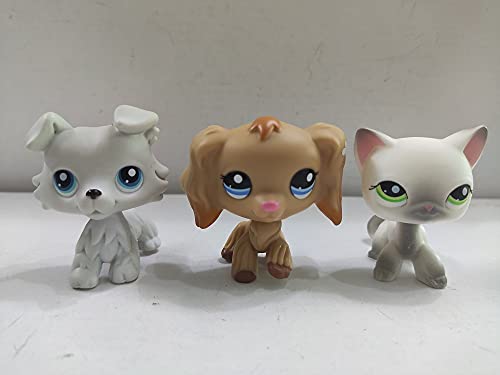 3 pcs/Set Littlest Pet Shop Short Hair Cat Cocker Spaniel Dog Collie Dog LPS Toys Animal Figure