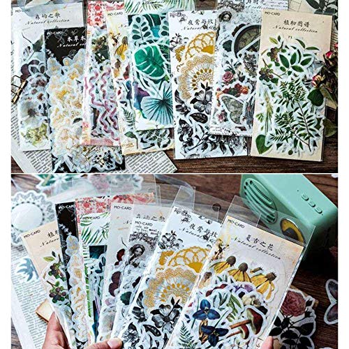 300 pcs Pegatinas Autoadhesivas para Manualidades,Pegatinas de Plantas Naturales para DIY Manualidades Decoración Scrapbooking Álbumes de Recortes Calendarios Tarjetas de Felicitación Regalos