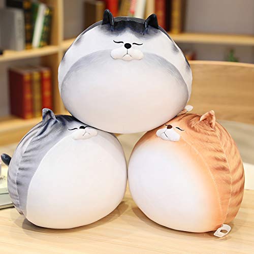 30/50/70 cm Lindo Gato en Forma Redonda de Peluche de Juguete Gato Gordo Almohada cojín de Dibujos Animados 3D impresión Gato Juguete hogar sofá Cama Almohada Juguetes para niños 30 cm Blanco y Gris