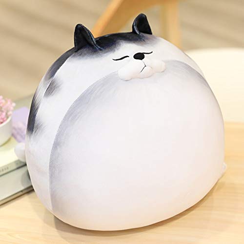 30/50/70 cm Lindo Gato en Forma Redonda de Peluche de Juguete Gato Gordo Almohada cojín de Dibujos Animados 3D impresión Gato Juguete hogar sofá Cama Almohada Juguetes para niños 30 cm Blanco y Gris