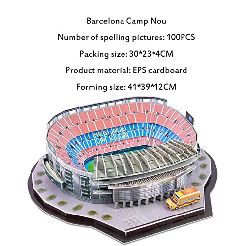 3D Tridimensional Puzzle World Cup NOU Camp Stadium Construction Building Juguete 6-12 años Jigsaw Modelo Kit Fun Educational Juego Regalo para niños Chicas